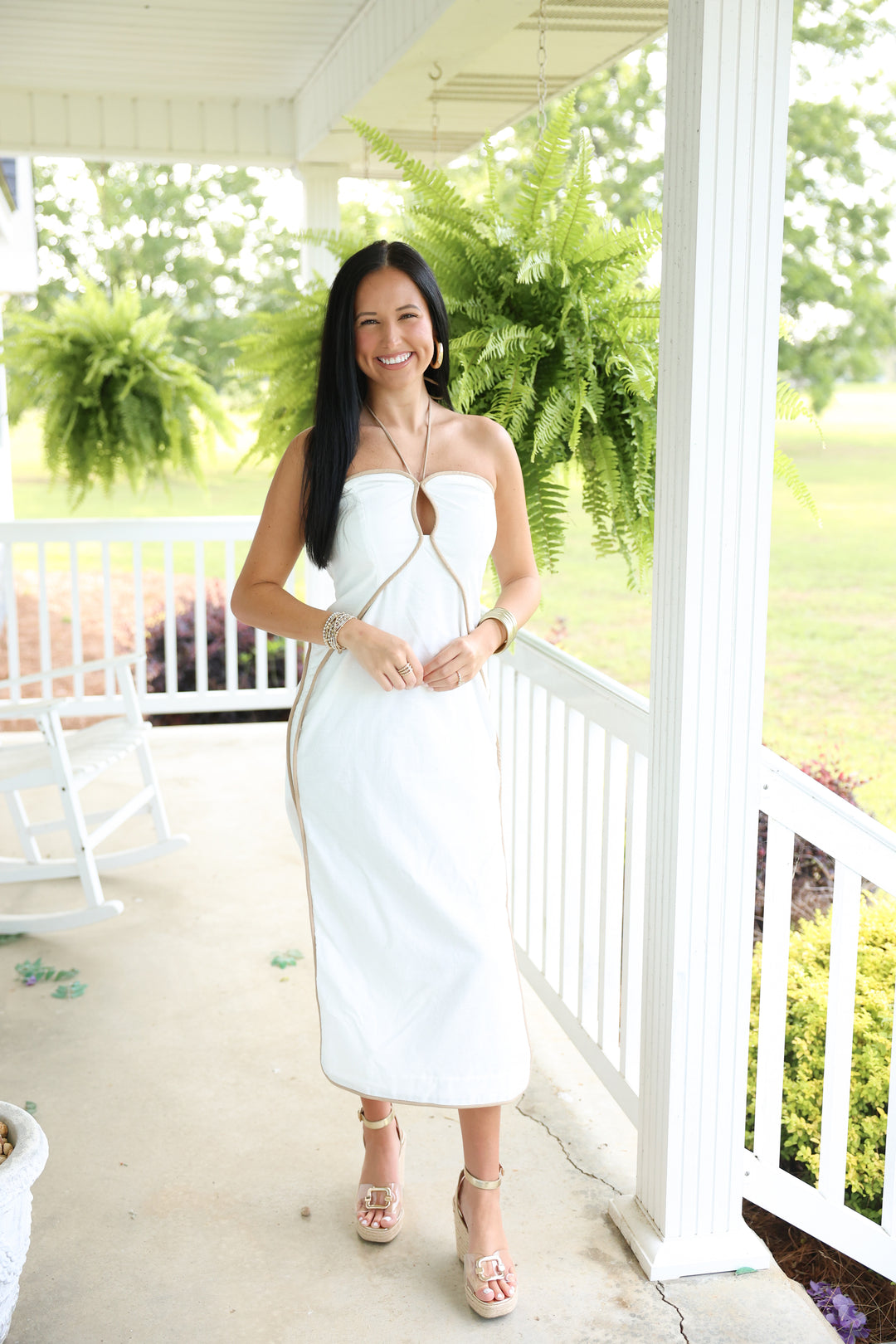 Halter Neck Cutout Dress "Off White"