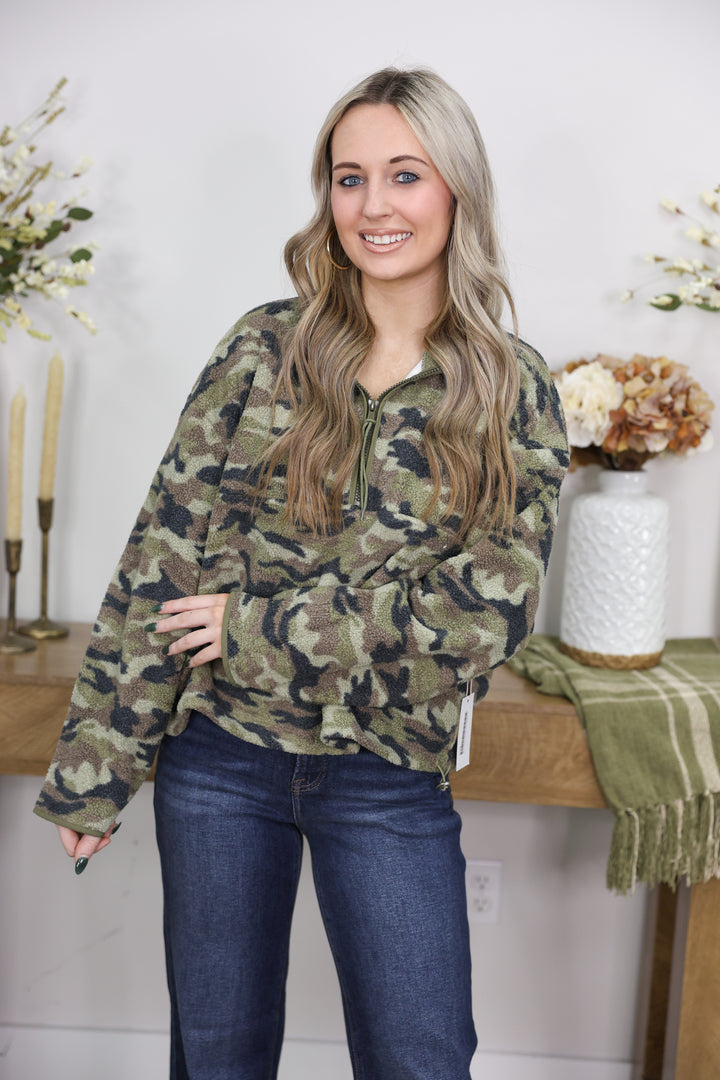 Camoflage Fleece Half Zip Pullover
