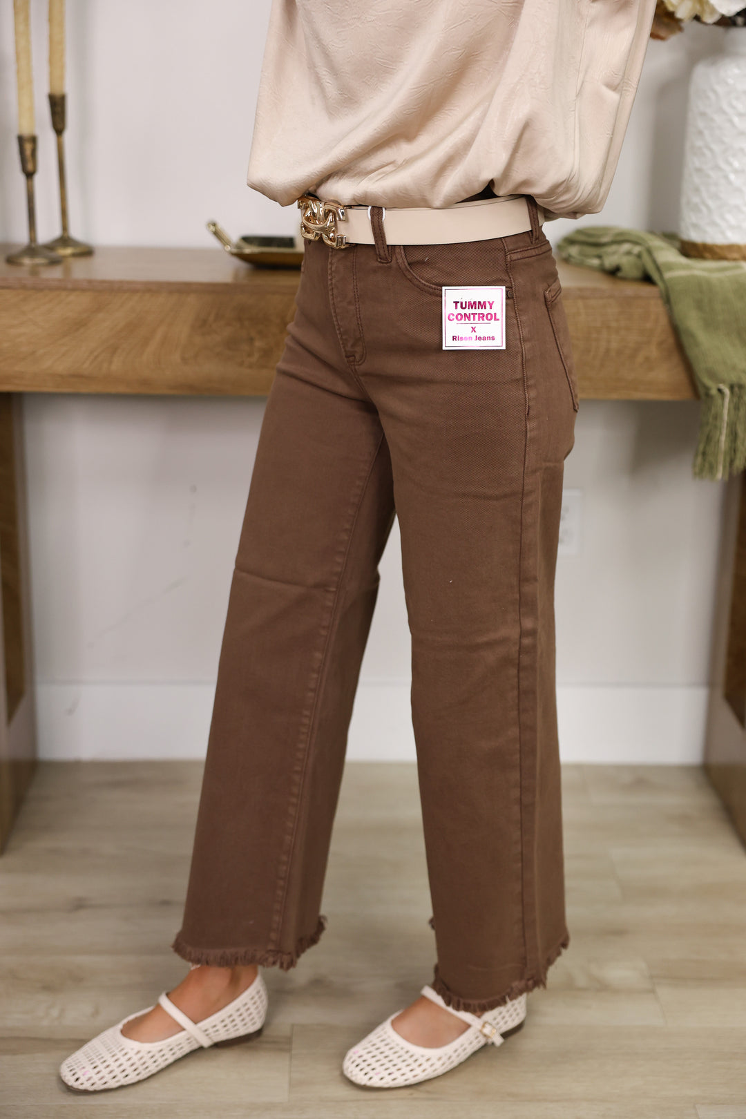 Risen - TC High Rise Crop Wide Pants "Cocoa"