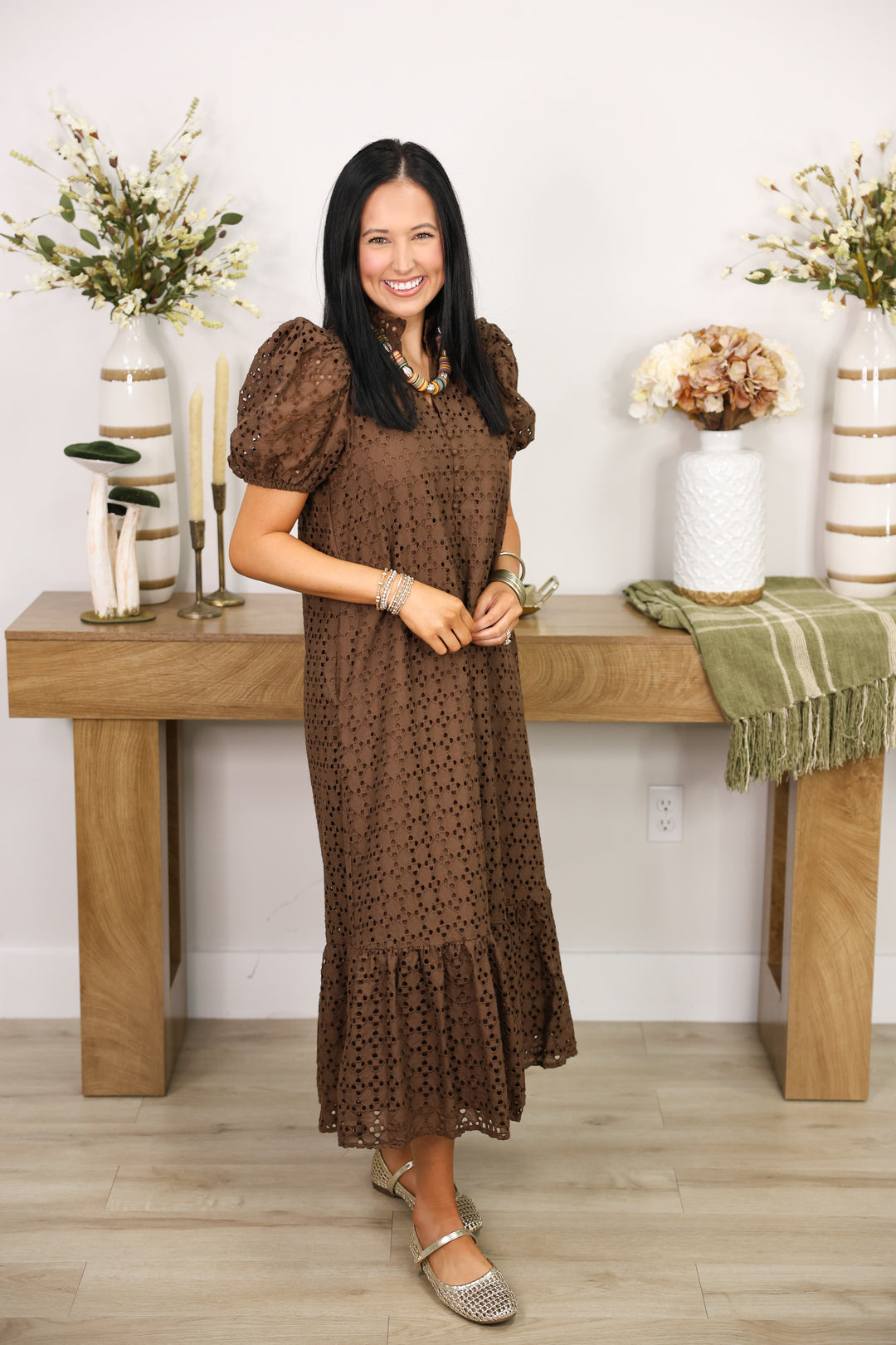 The Everlasting Eyelet Dress "Brown"