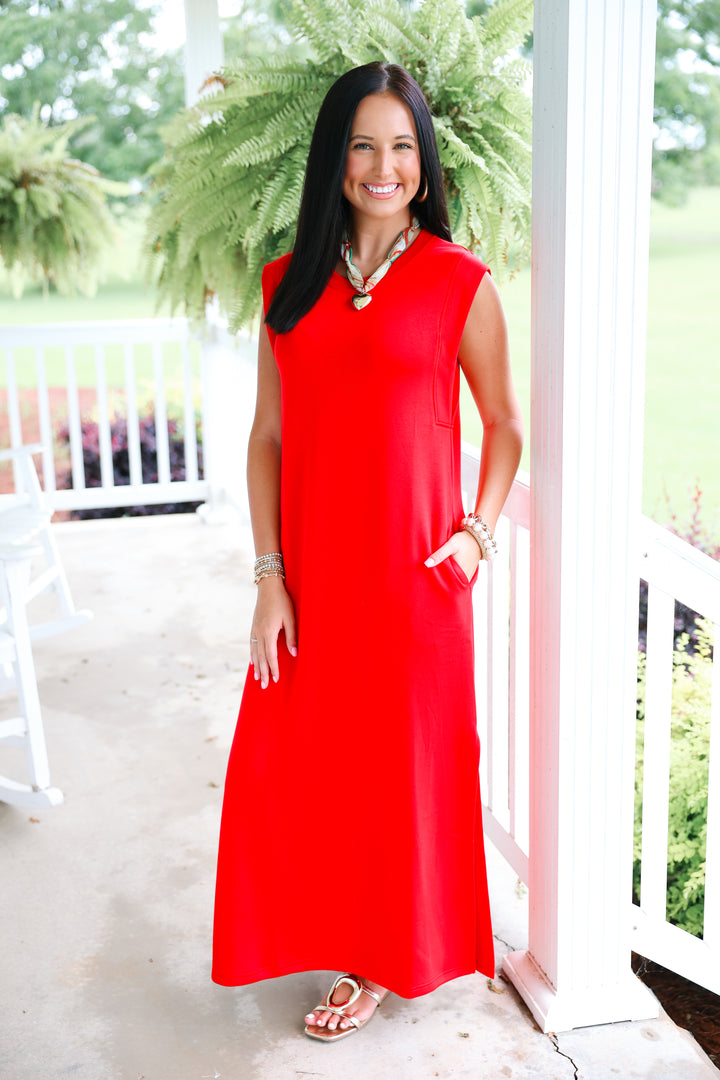 Butter Soft Side Slit Maxi "Red"
