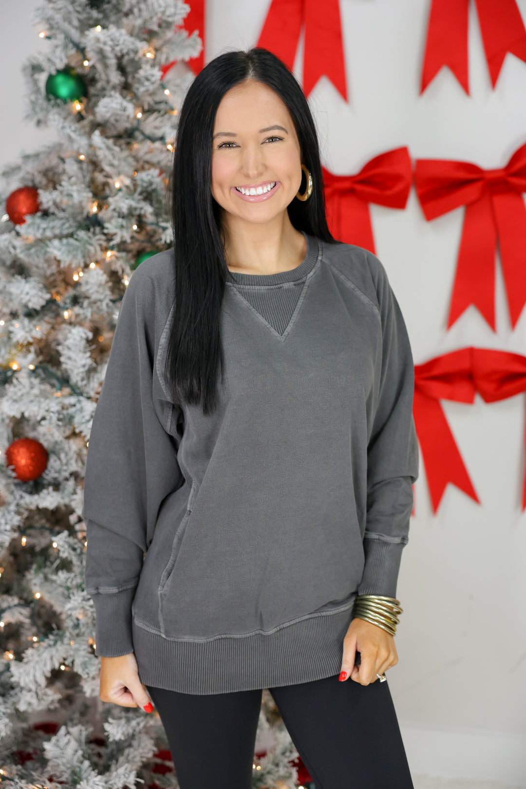 Pigment Dyed French Terry Pullover W/ Pockets "Black"