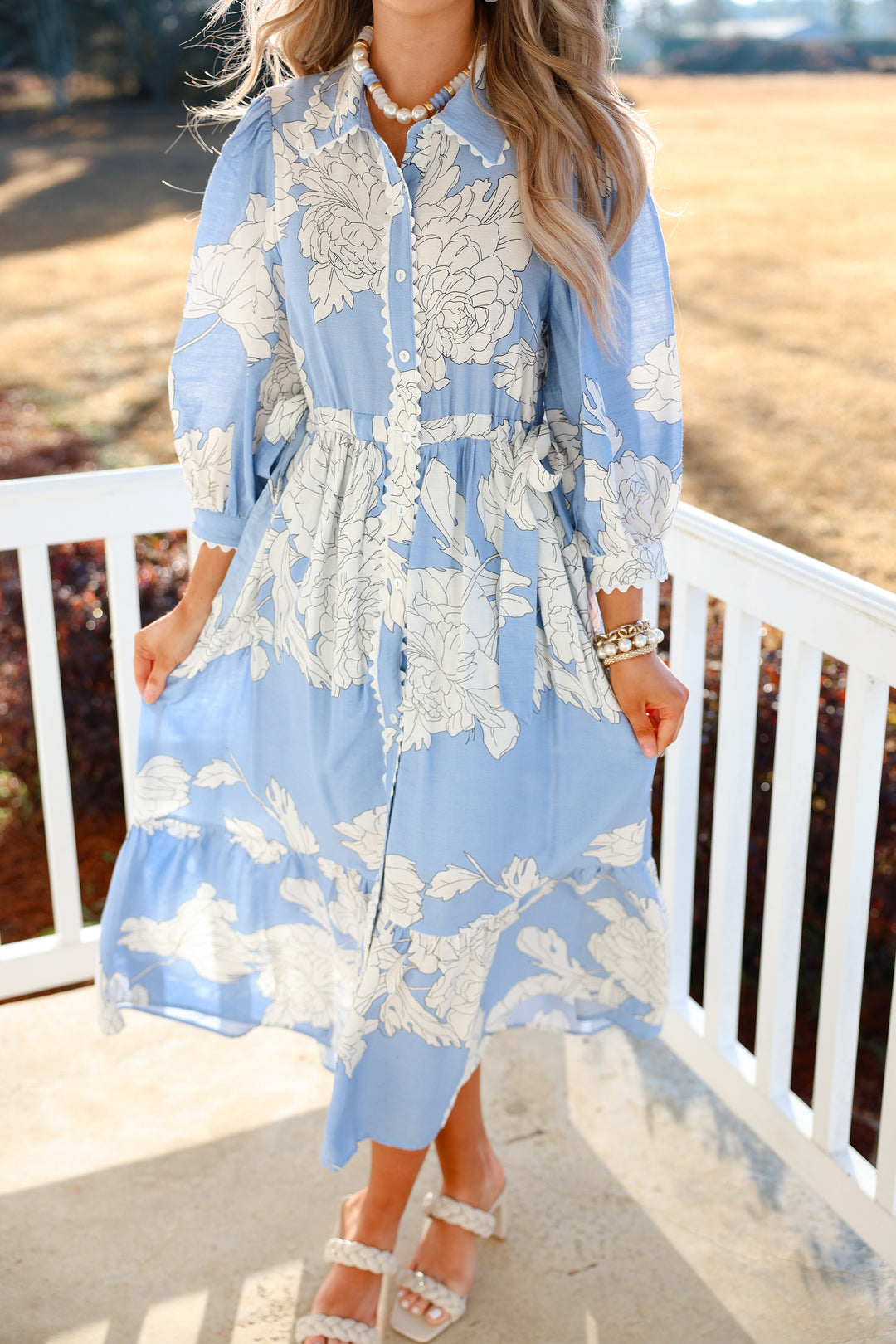 Petal Dreams Midi Dress "Blue"