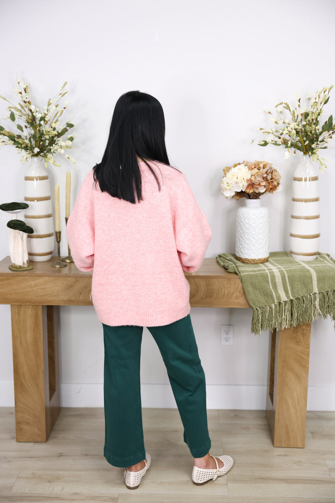 Duck Graphic Knit Sweater "Peach Pink"