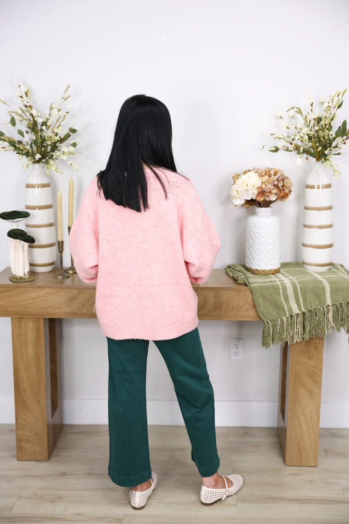 Duck Graphic Knit Sweater "Peach Pink"