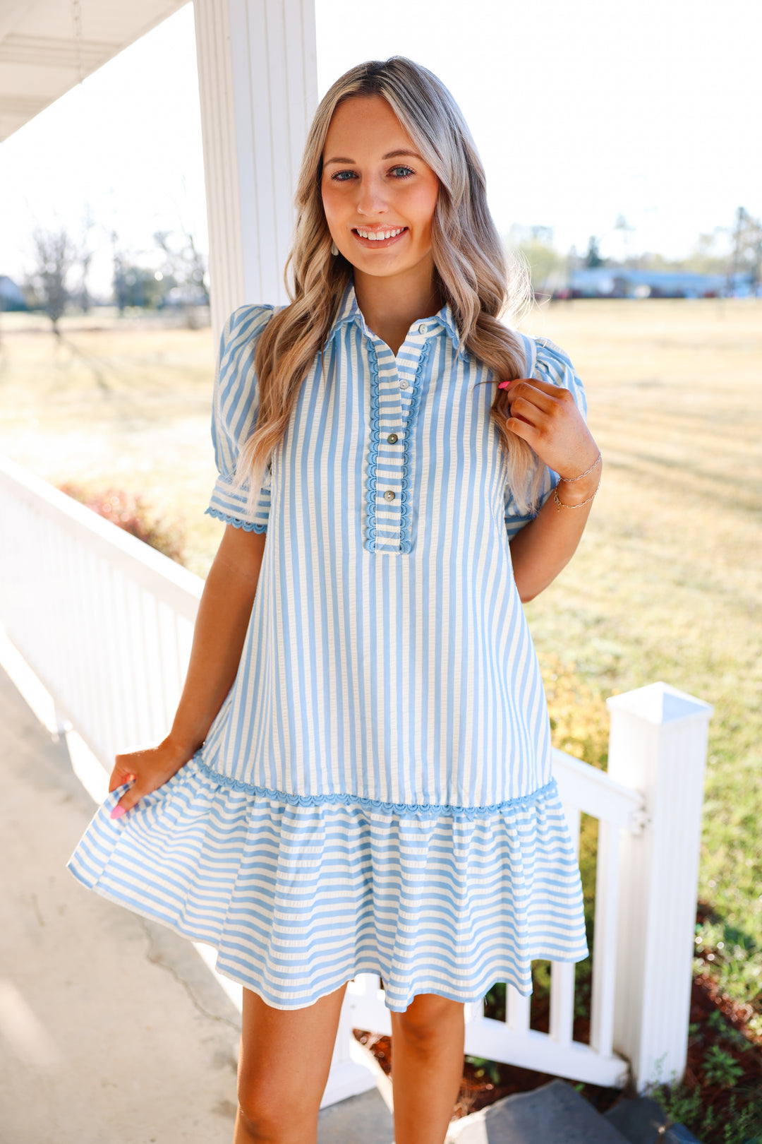 Striped Era Dress "Light Blue"