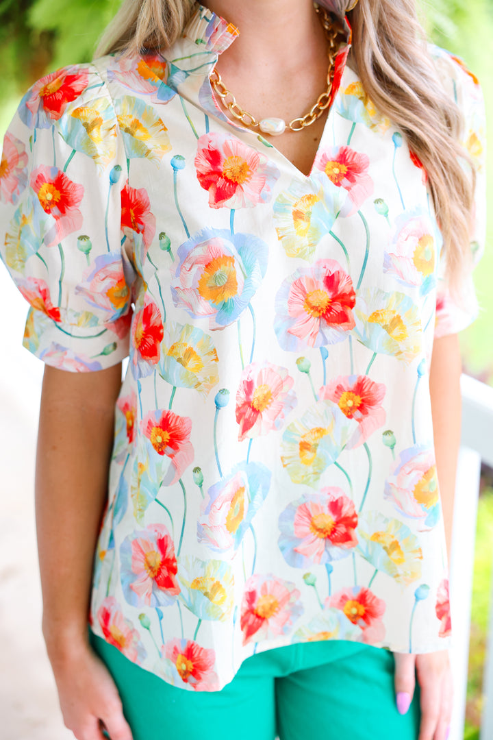Wildflower Top "Cream Multi"