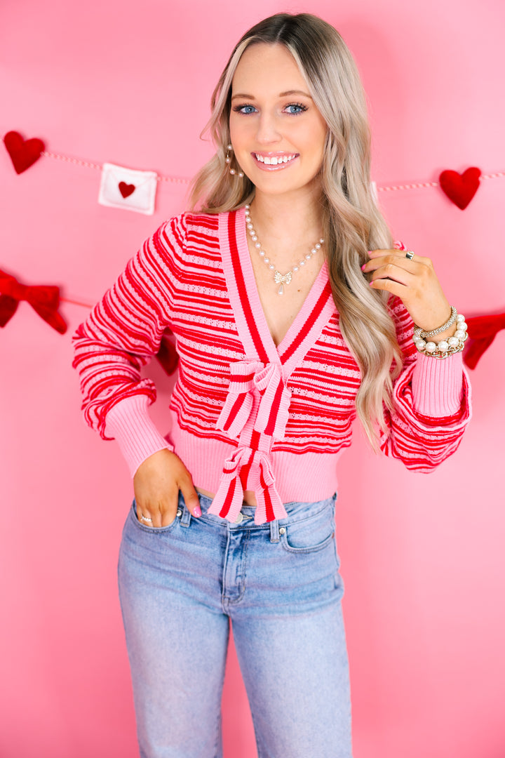 Cutesy Cupid Cardigan "Pink/Red"