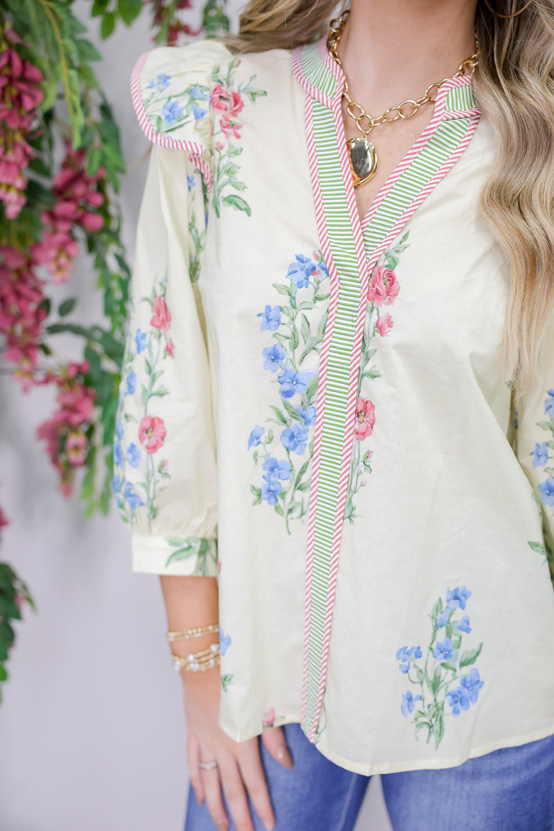 Mel Floral Top "Cream"