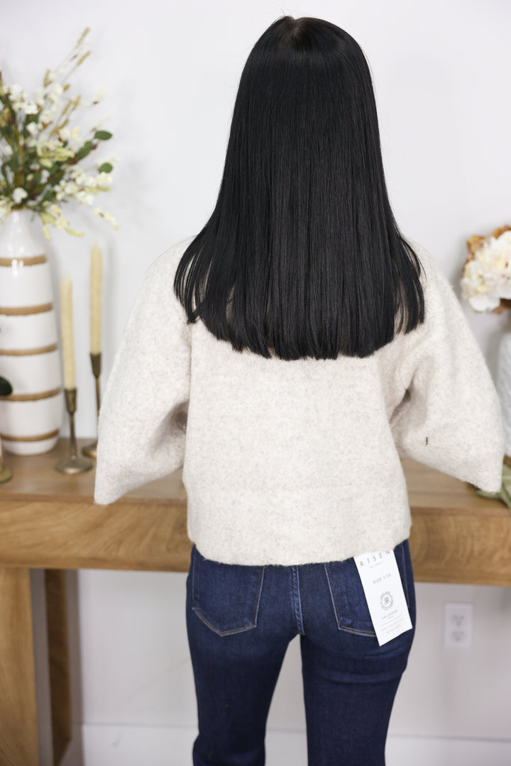 Big Button Cropped Cardigan "Taupe"