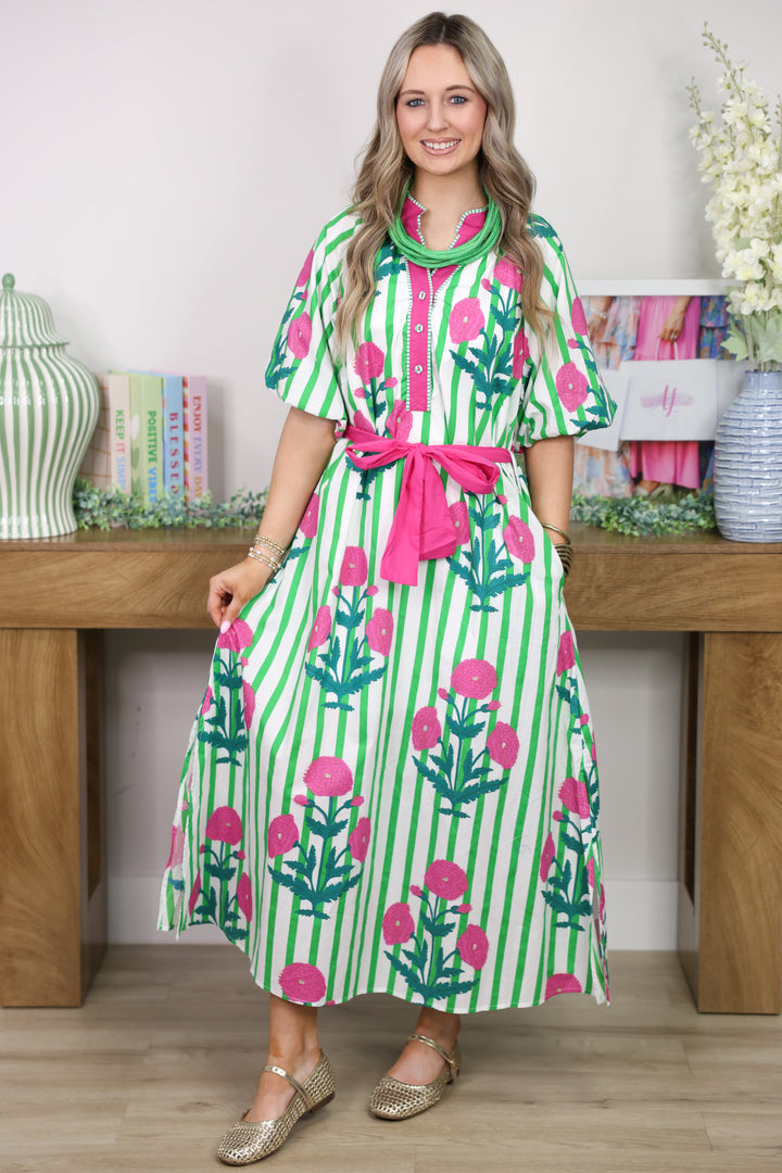 Magnolia Market Midi Dress "Green Mix"