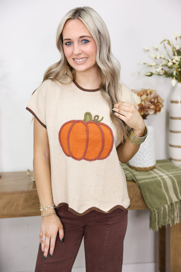Pumpkin Sweater Top "LT. Taupe"