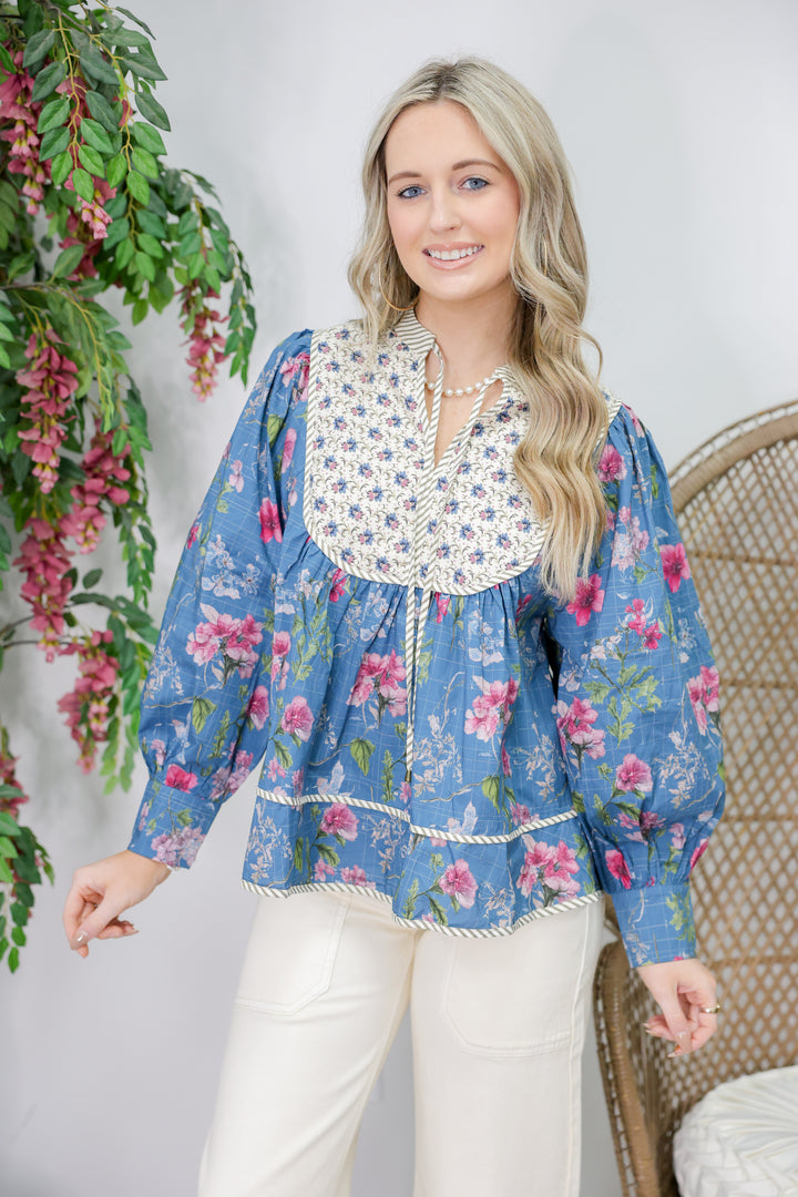 All Around Floral Top "Teal"