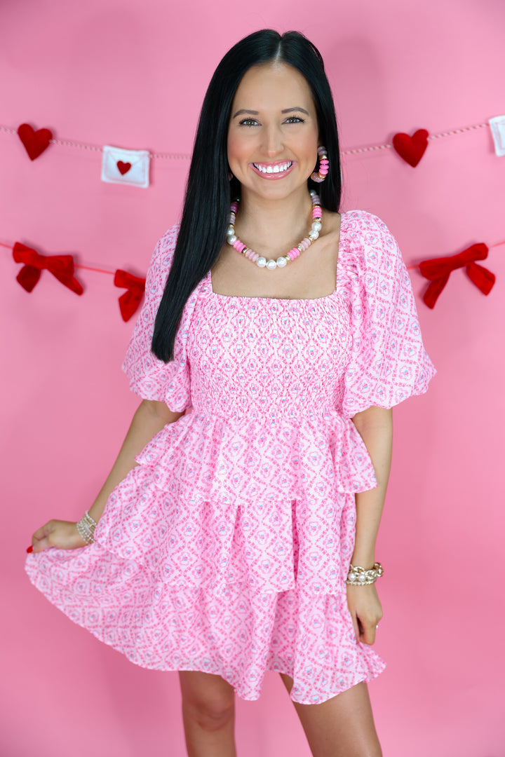 Lovely Lane Tiered Dress "Pink"