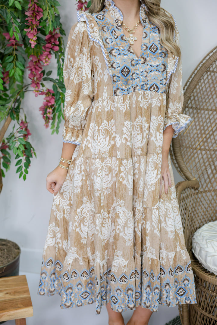 Autumn Breeze Midi Dress "Taupe"