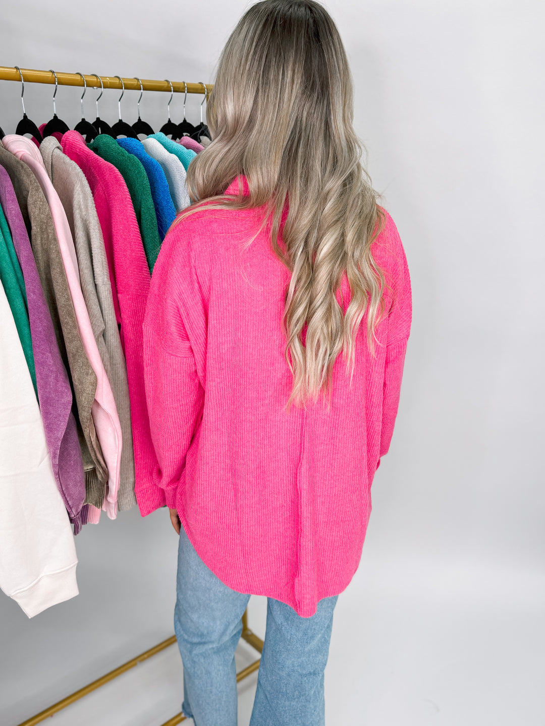 Brushed Melange Hacci Collared Sweater "Fuchsia"