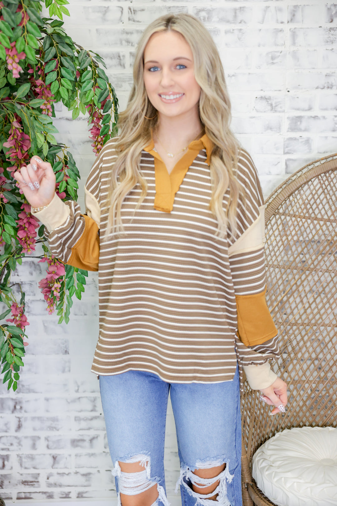 Colorblock Stripe Top "Mocha"
