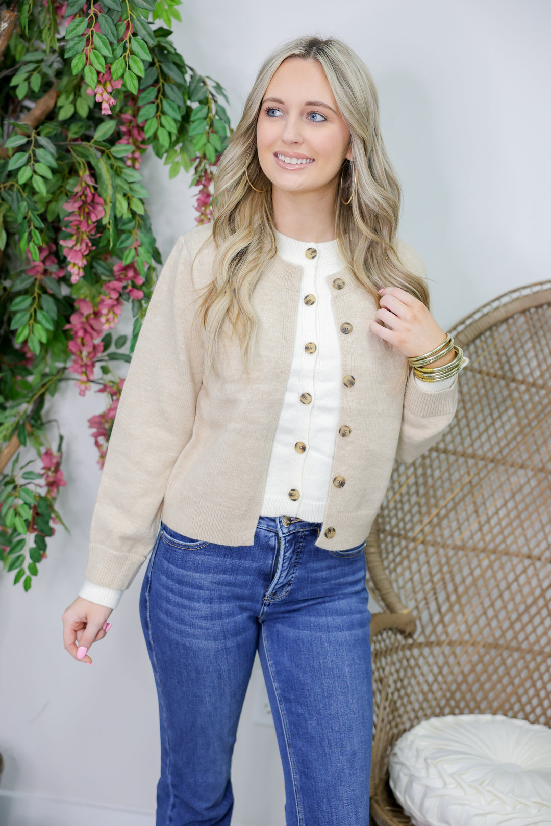 Solid Layered Cardigan "Oatmeal"