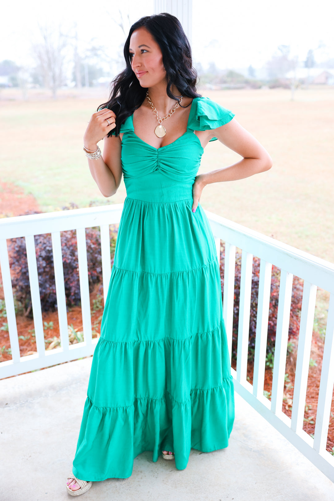 Aviva Tiered Dress "Green"