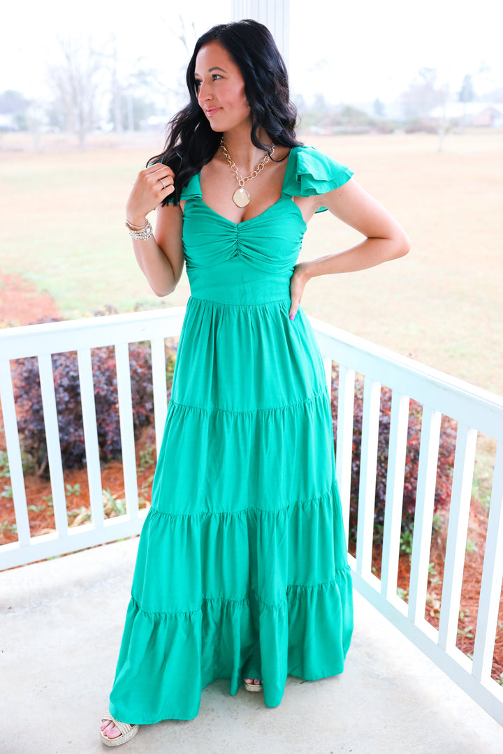 Aviva Tiered Dress "Green"