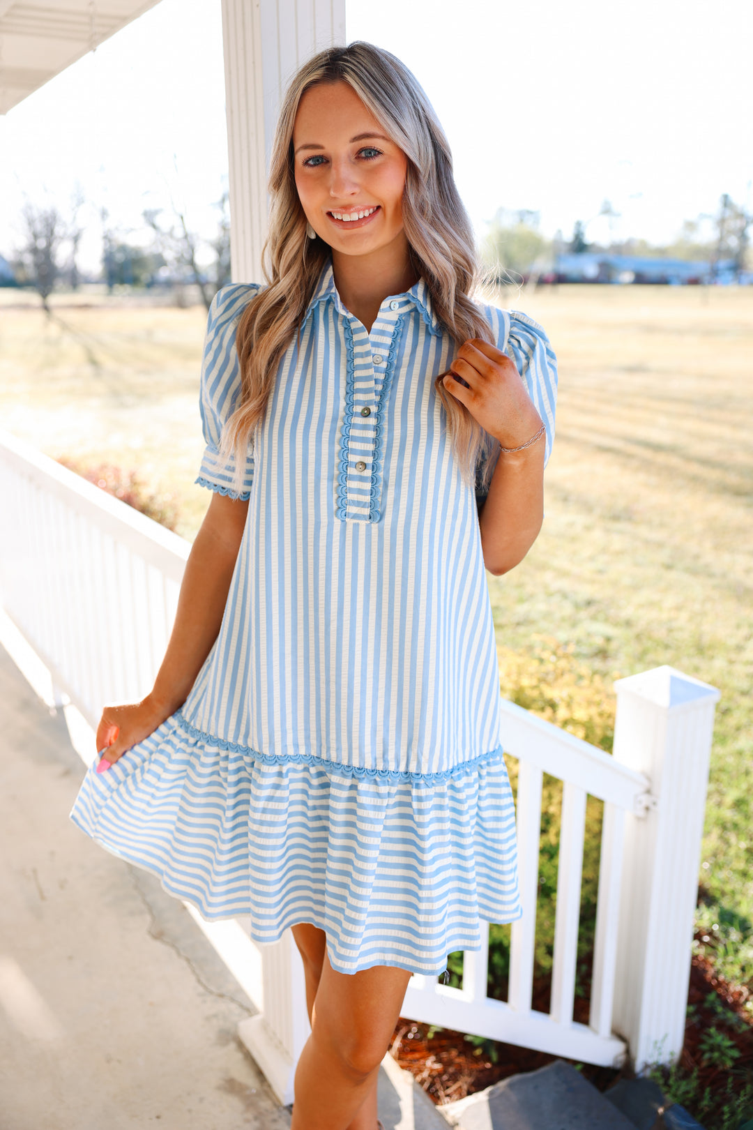 Striped Era Dress "Light Blue"