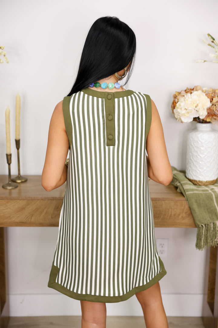 Elevated Stripe Dress "Olive"