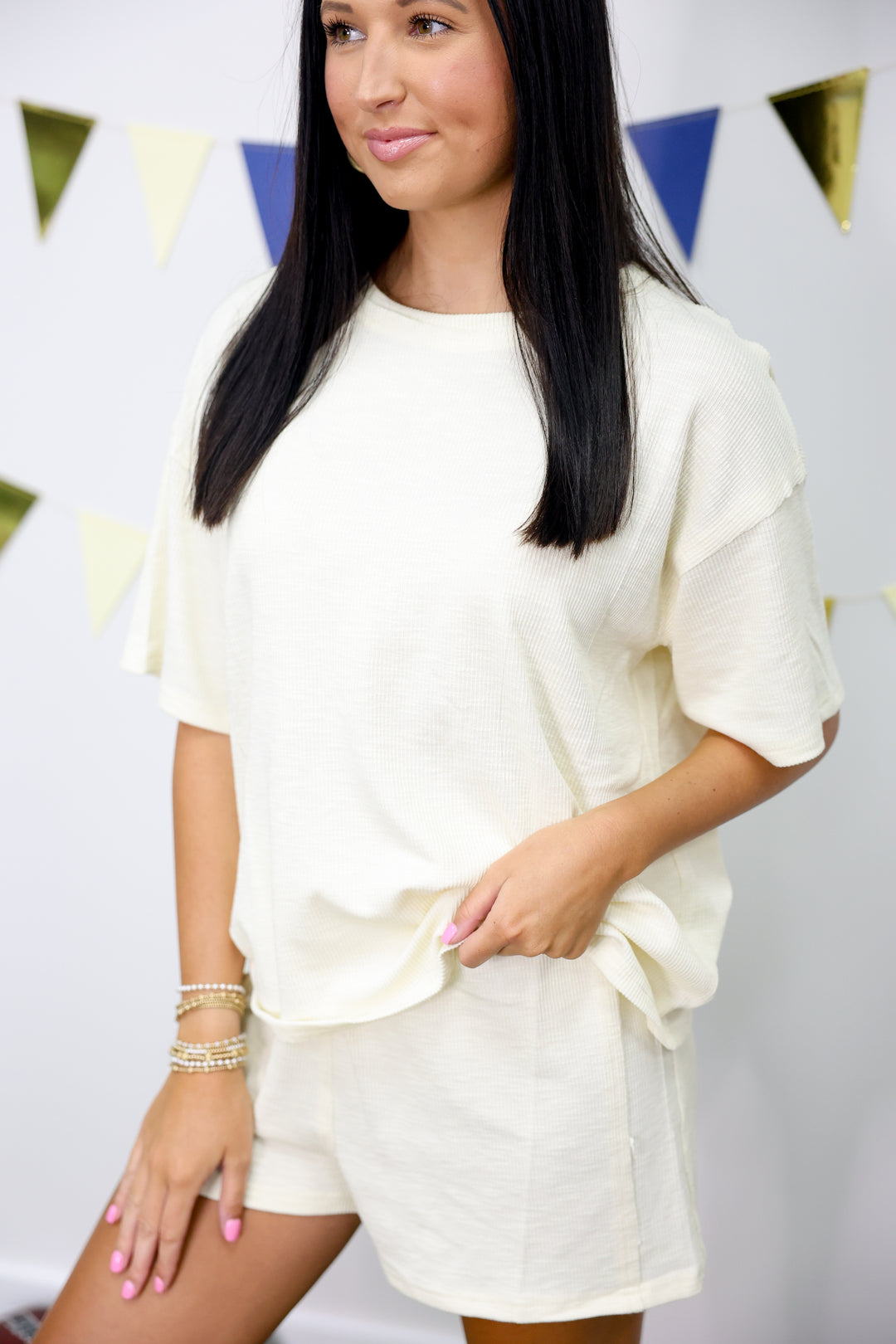 Amaya Textured Knit Set "Cream"