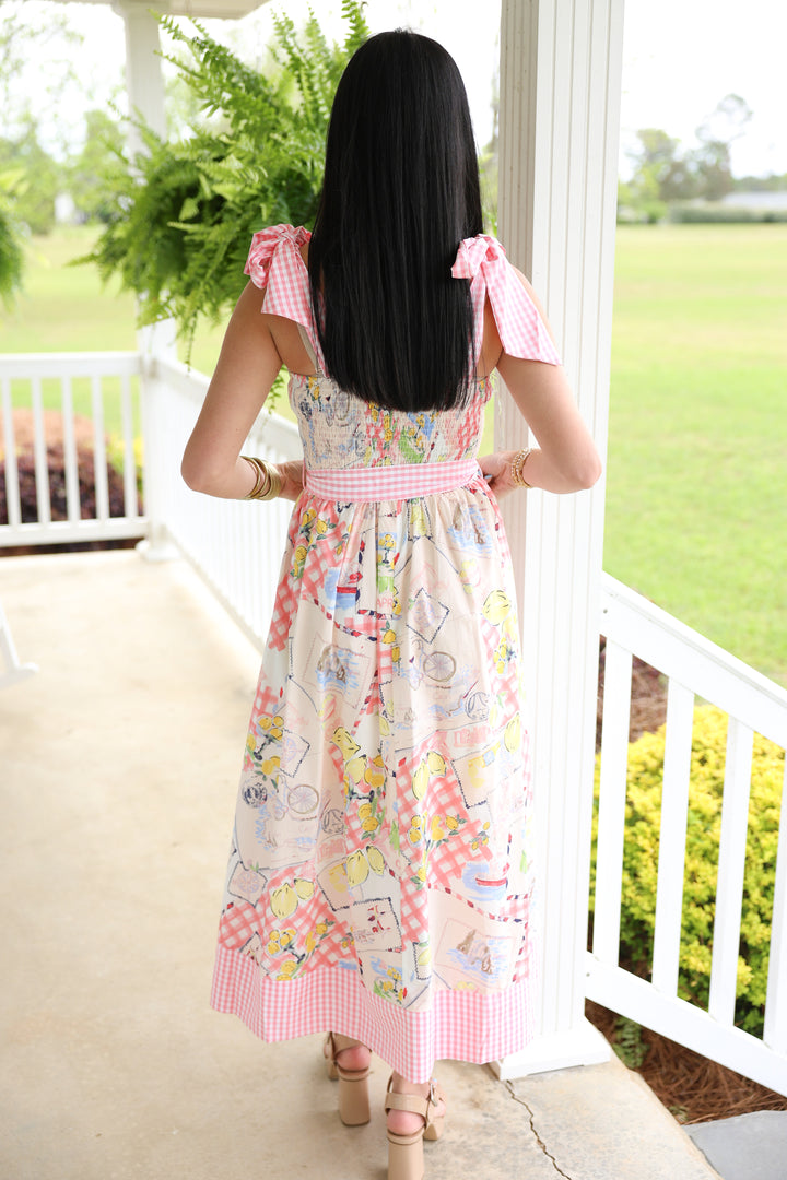 Capri Summer Midi Dress "Pink"