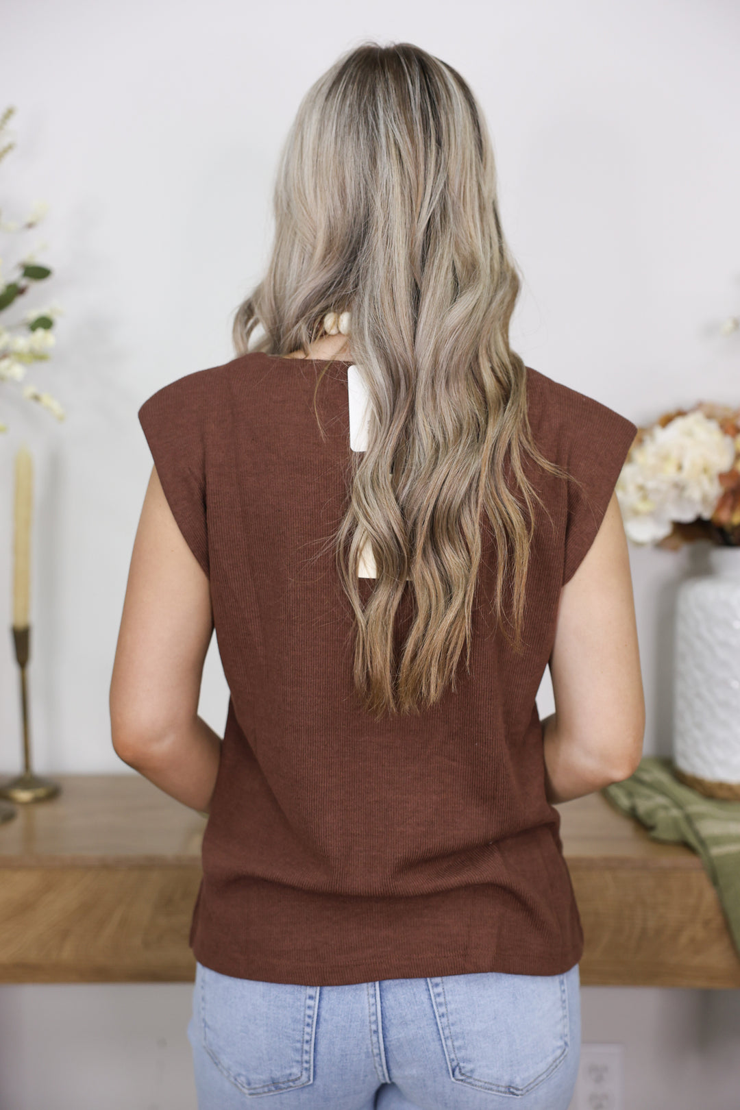 Sophie Solid Sleeveless Top "Brown"