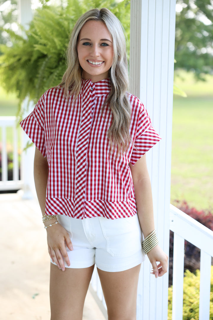 Gracious Gingham Top "Red"