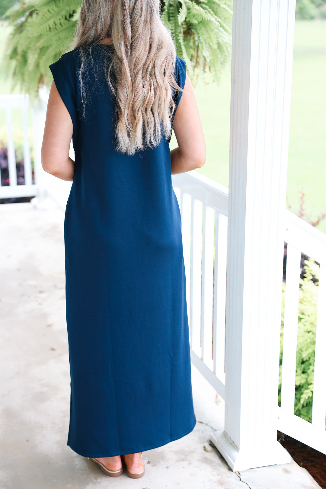 Butter Soft Side Slit Maxi "Navy"