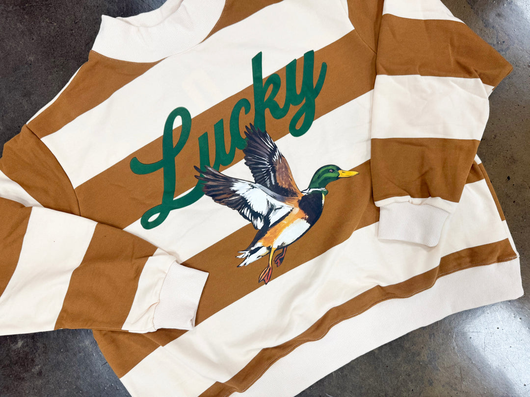 Lucky Mallard Duck Mock Neck "Camel/Cream"