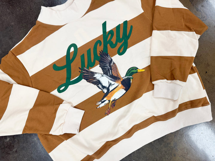 Lucky Mallard Duck Mock Neck "Camel/Cream"