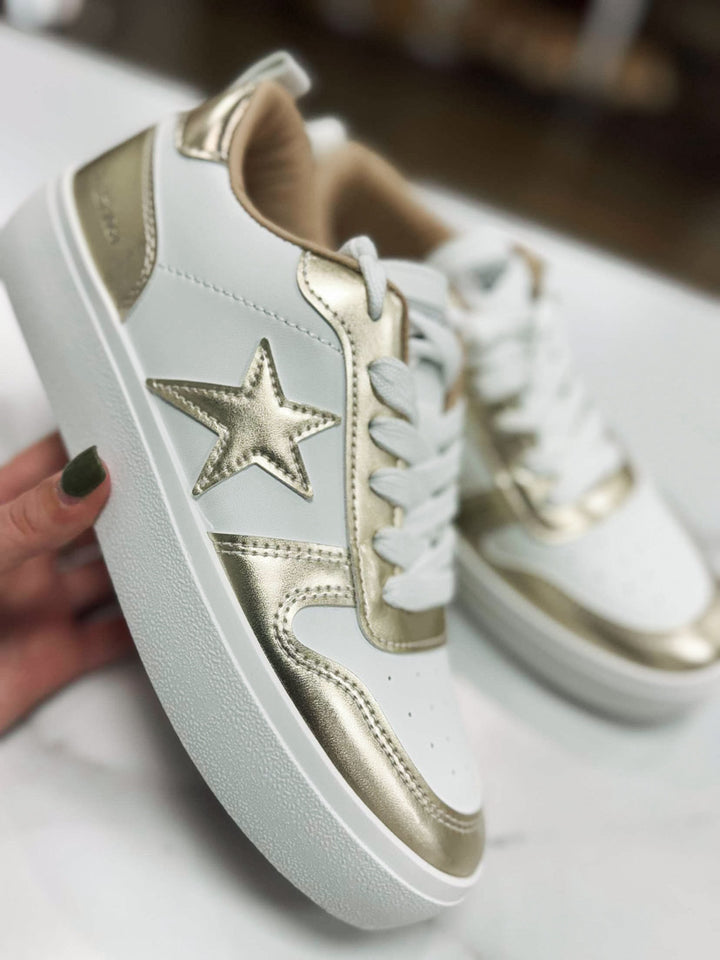 Vintage Havana - Gold Star Gold/White Wedged Mid Top Sneaker