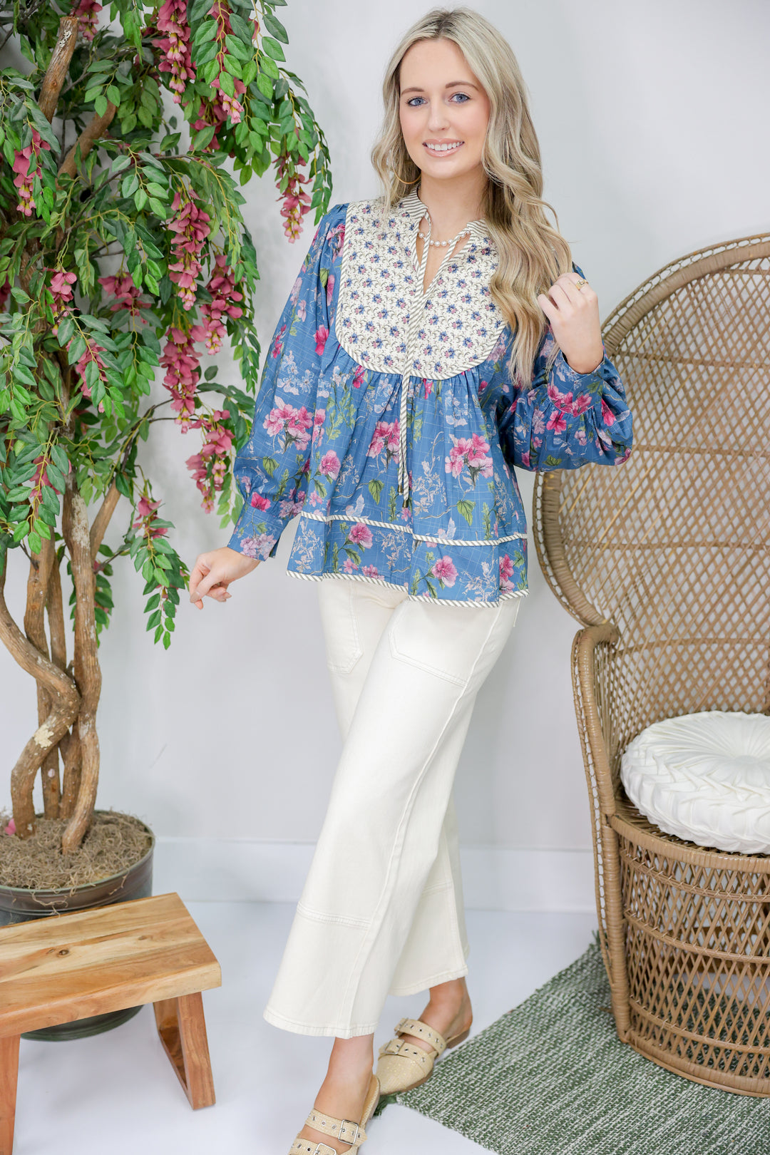 All Around Floral Top "Teal"