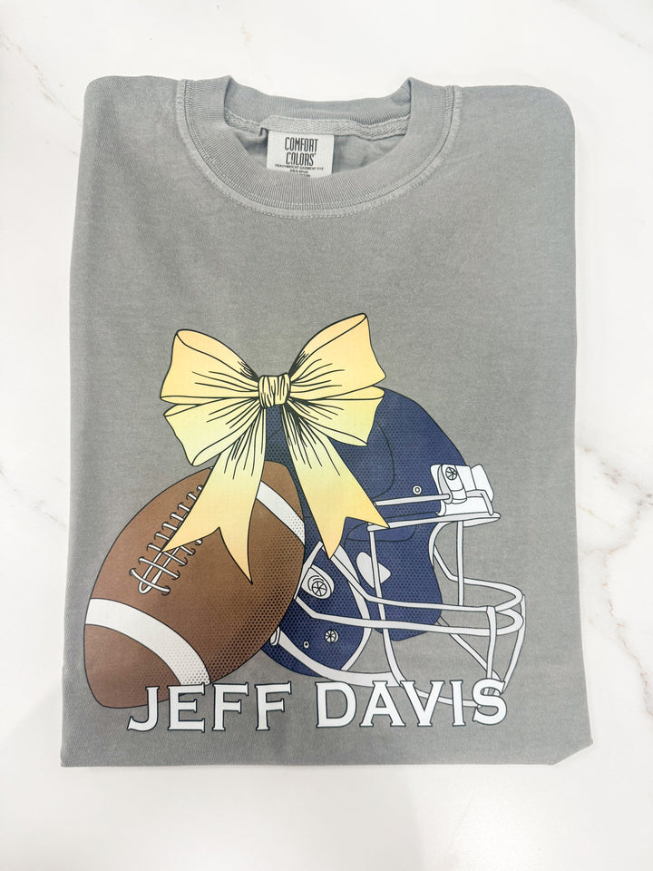 Football, Helmet, & Bow Graphic Tee "Jeff Davis"