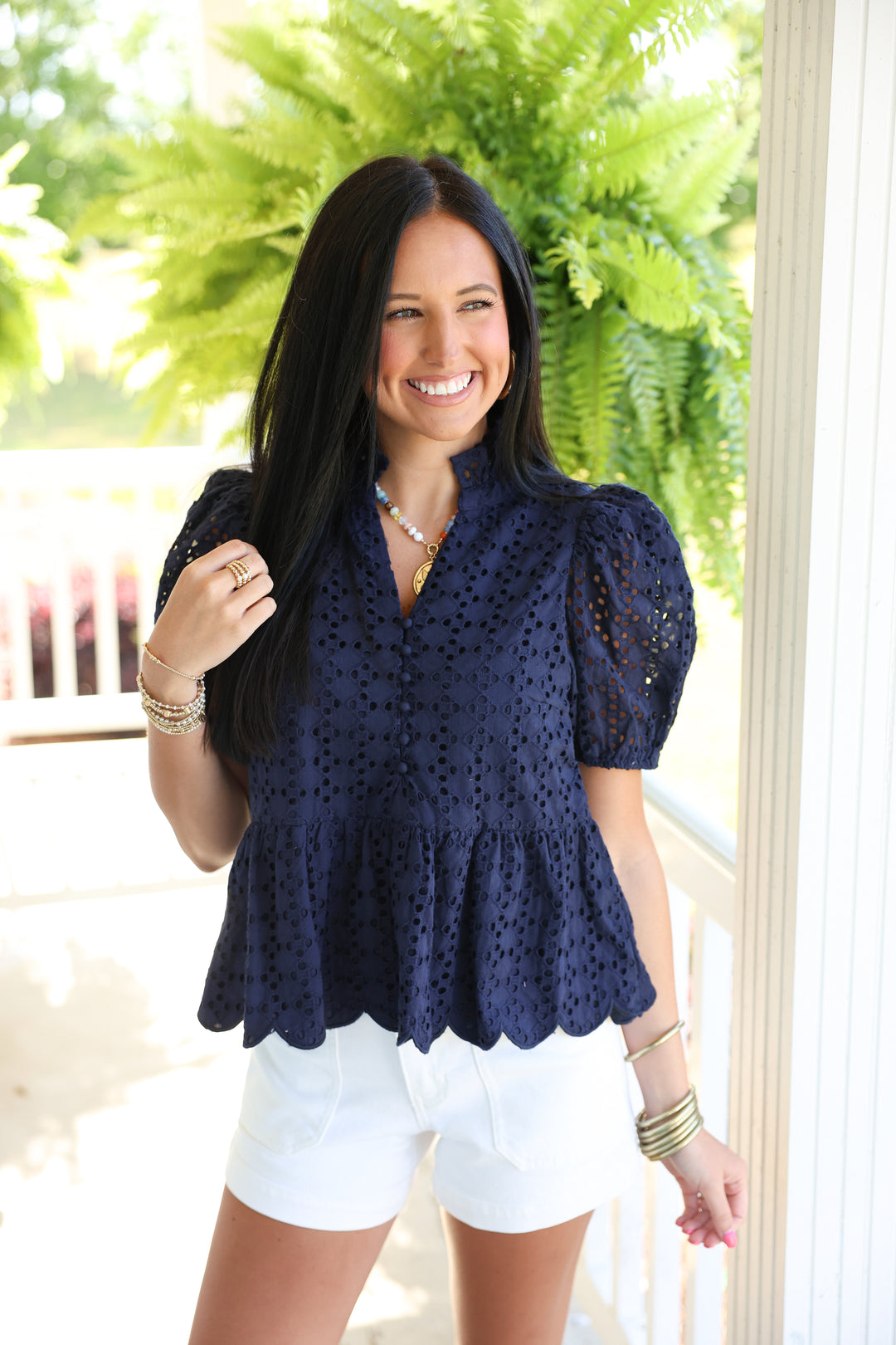The Everlasting Eyelet Top "Navy"