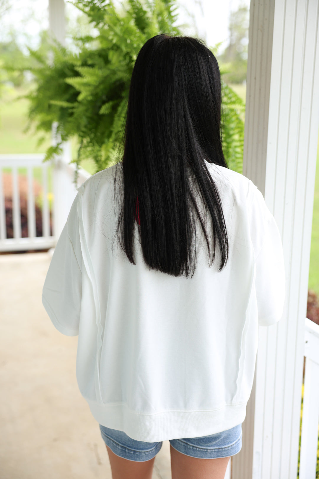 Casual Floral Detail Knit Top "Sky"