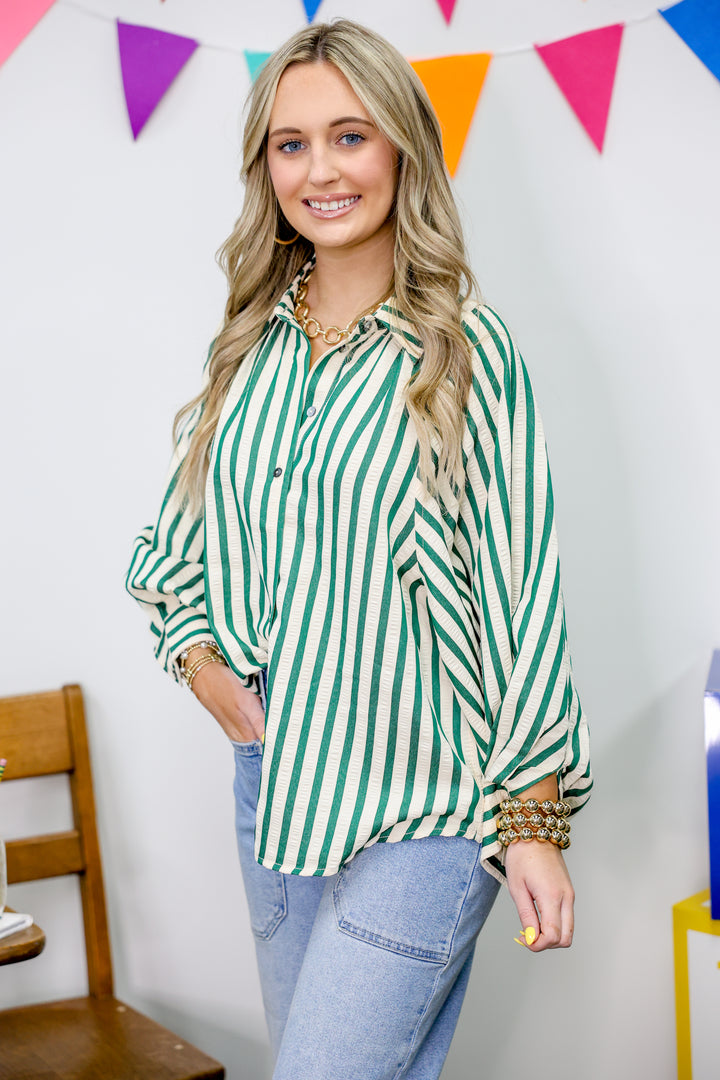 Stripe A Pose Top "Hunter Green"