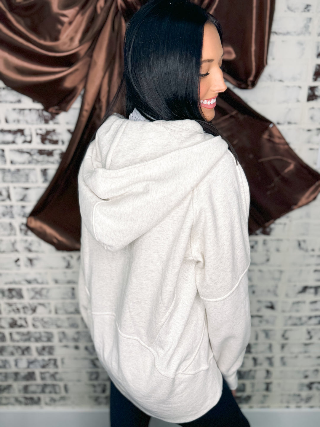 Drea Half-Zip Hoodie "Heather Bone"