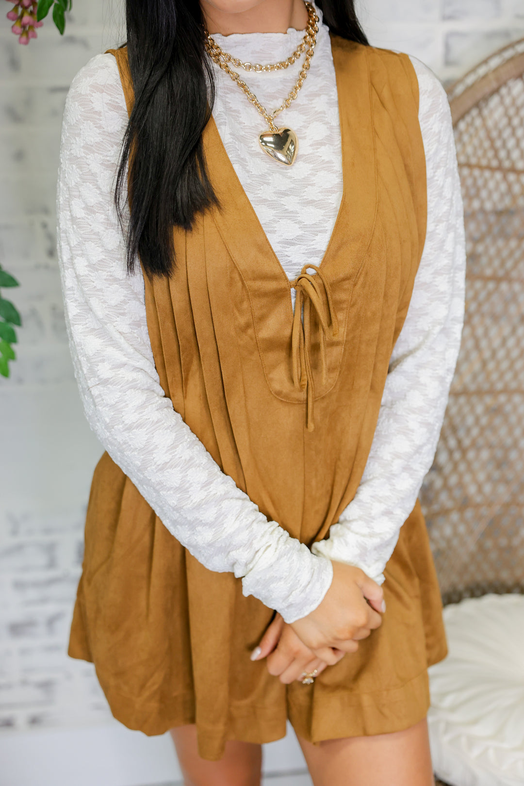 Mock Neck Fitted Lace Top "Ivory"