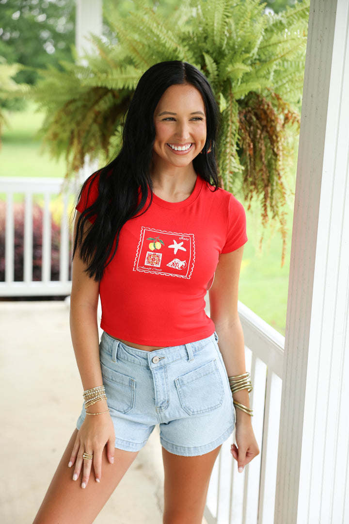 Amalfi Coast Baby Tee "Tomato"