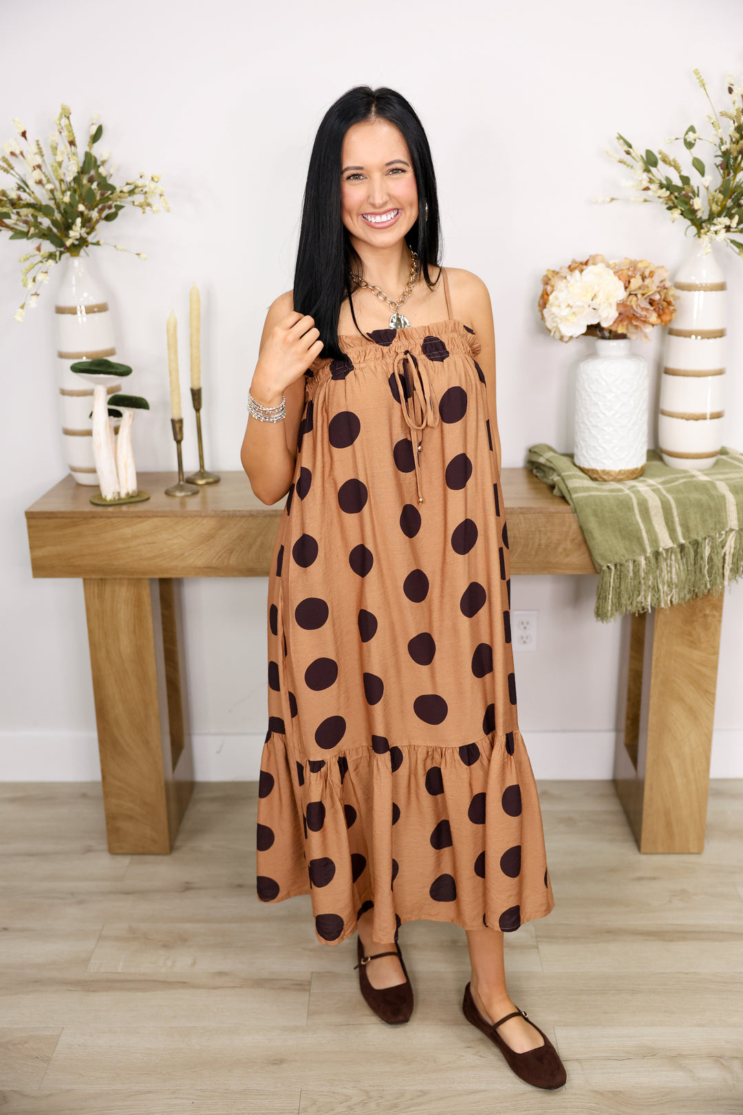 Piper Polka Dot Dress "Mocha"