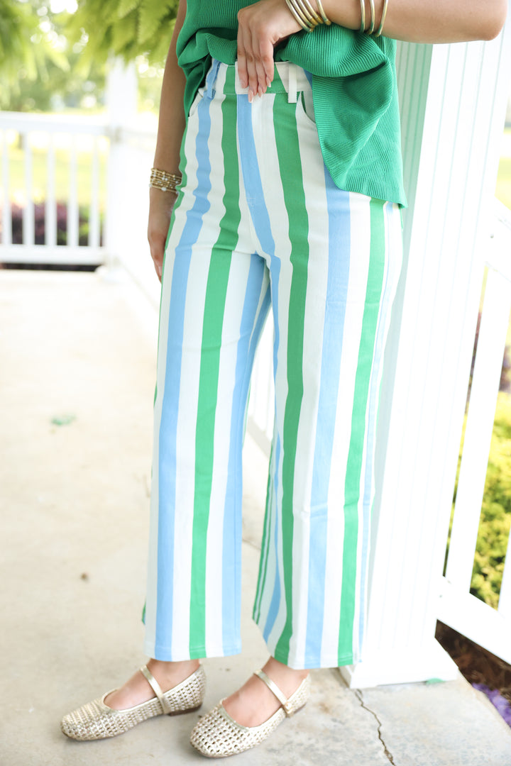 Stripe Straight Leg Pants "Blue Multi"