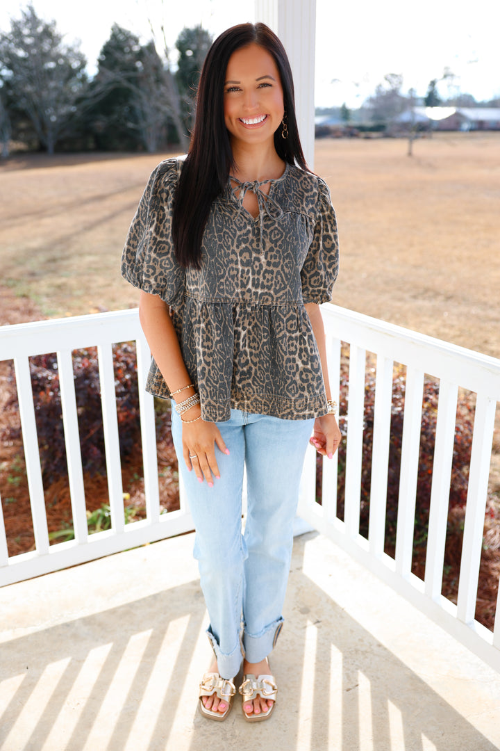 Leopard Babydoll Top