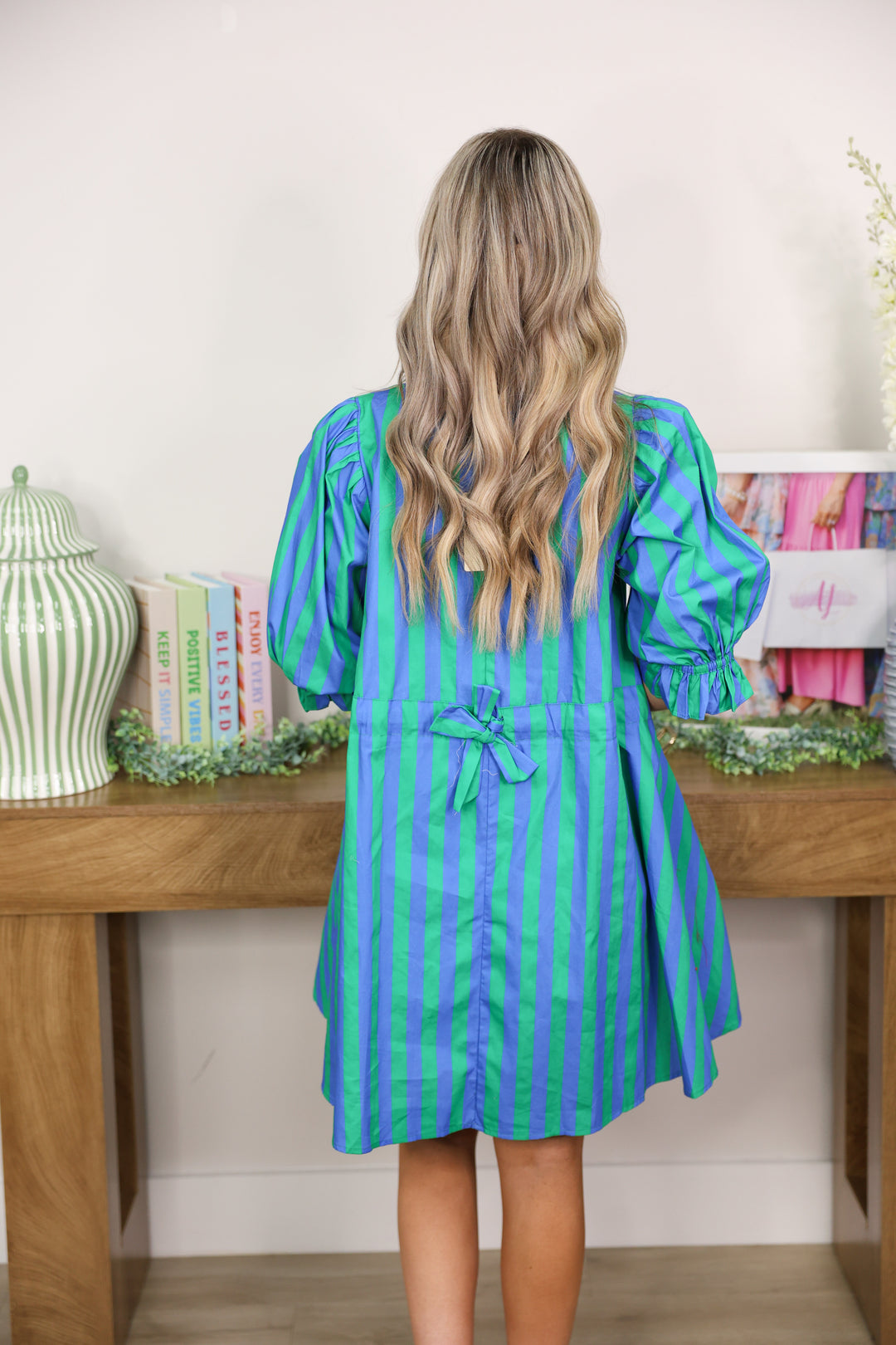 Sunny Side Stripe Mini Dress "Green"