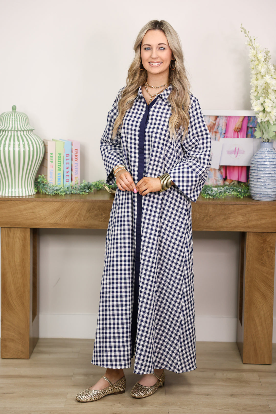 Merciful Gingham Dress "Navy"