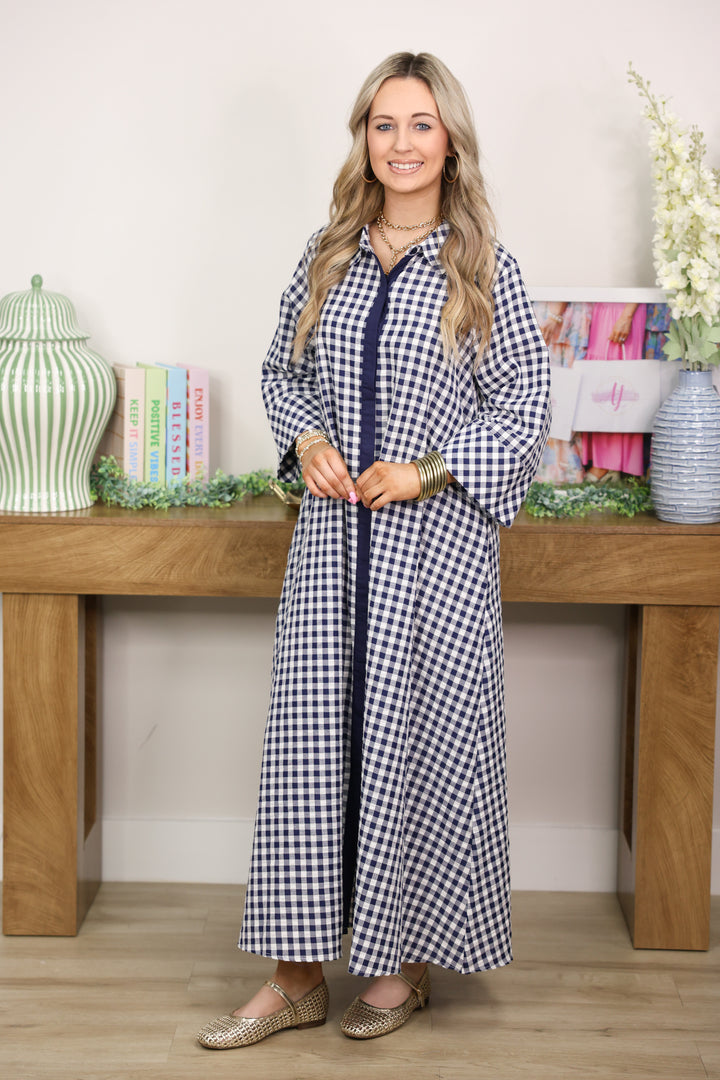 Merciful Gingham Dress "Navy"
