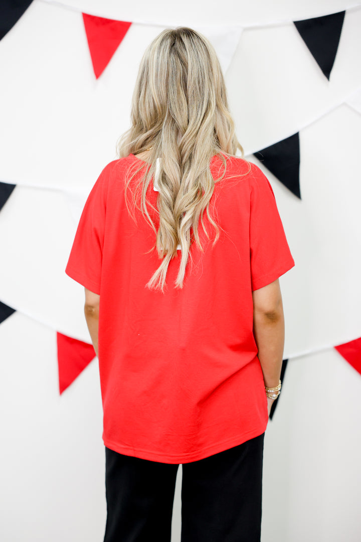 Gameday Leopard Football Patch Top "Red"