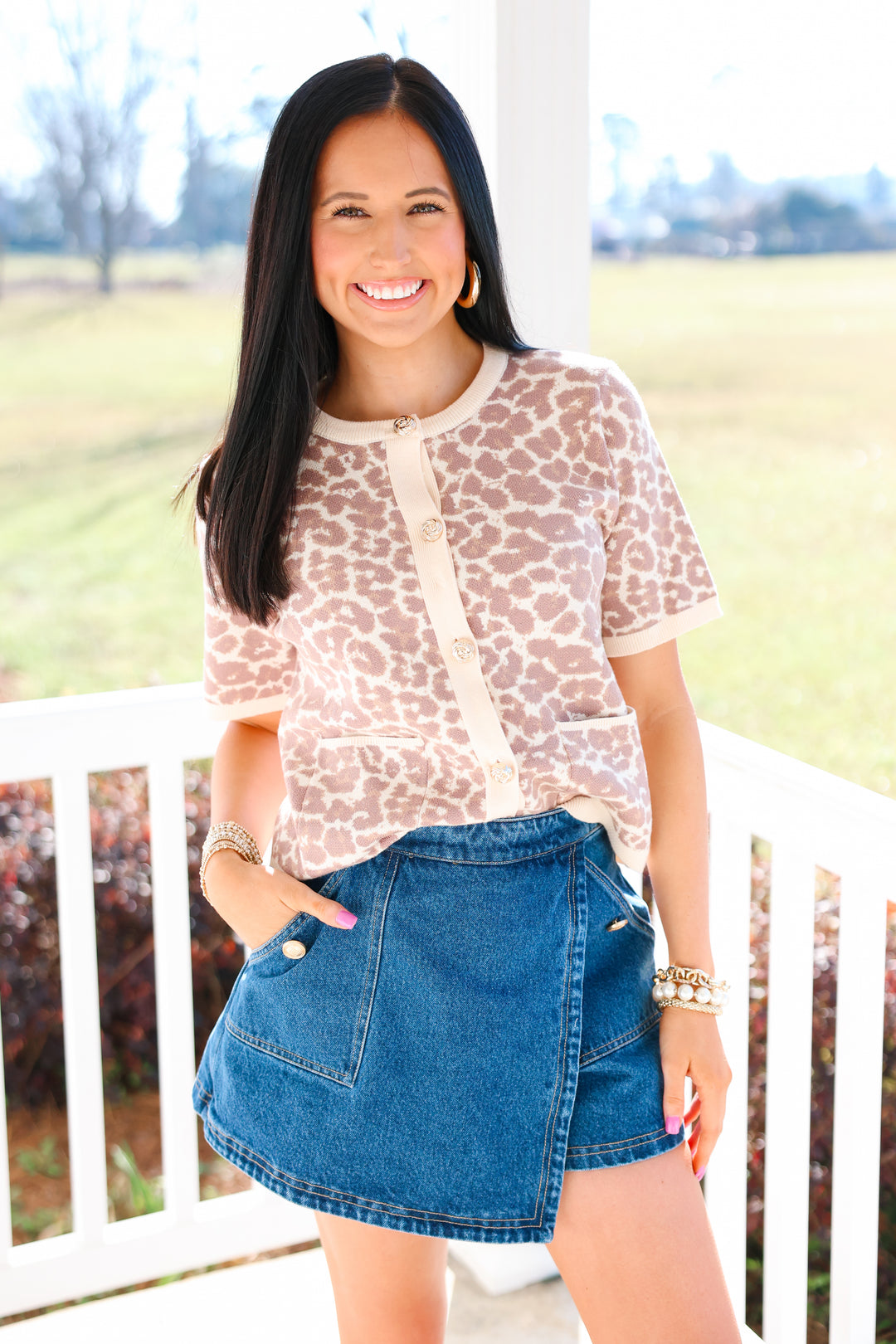 Loving Leopard Gold Button Top